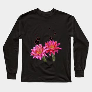 Colorful Cactus Flowers with Bubbles Long Sleeve T-Shirt